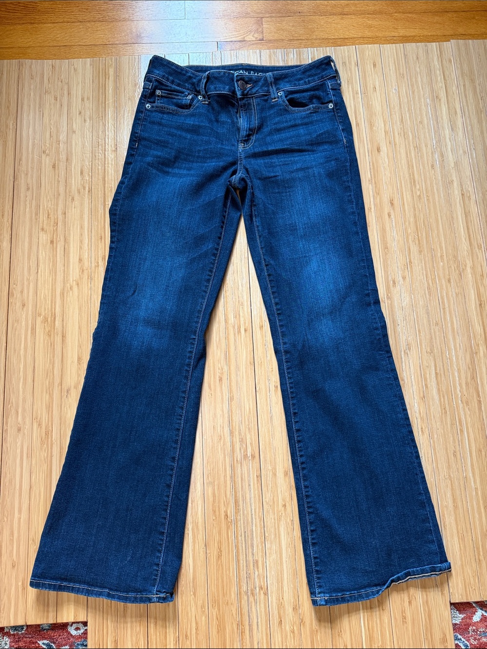American Eagle Dark Blue Wide Leg Jeans - Stretch Flare